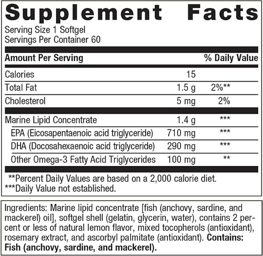 Metagenics OmegaGenics Fish Oil EPA-DHA 1000 - Omega-3 Fish Oil Supplement - for Heart Health, Musculoskeletal Health & Immune System Health* - with DHA & EPA - 120 Softgels