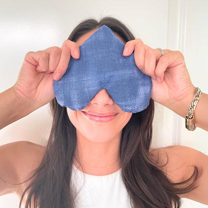 Organic Eye Pillow - Lavender & Flax Seed for Hot/Cold Therapy, Migraine & Sinus Relief | Relaxation Mask & Ideal Valentine's Day Gift for Her, Wife, Girlfriend, Best Friend