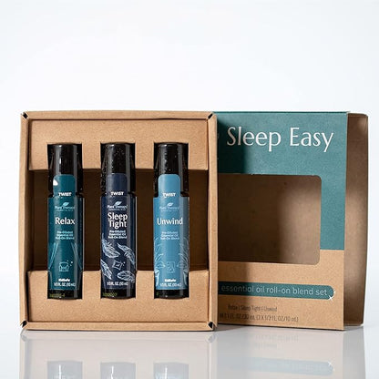 Plant Therapy Sleep Easy Essential Oil Roll On Blend Set 10 mL (1/3 oz) Each of Relax, Sleep Tight & Unwind, Pure, Pre-Diluted, Essential Oil Blends