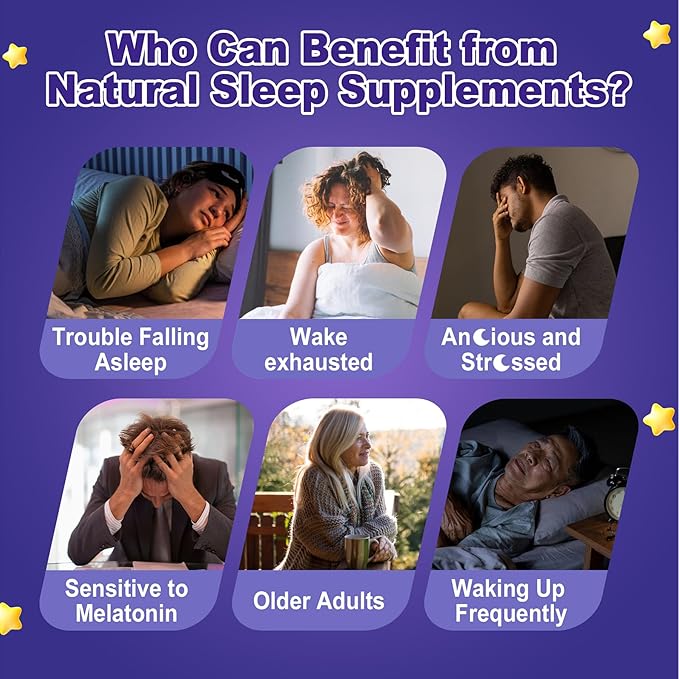 Melatonin Free Sleep Gummies(Made in USA) with Magnesium Glycinate, GABA, 5-HTP, L-Theanine, Valerian, Chamomile, Lemon Balm, Vitamin D3 & B6 - Hormone & Drug- Free, Non-Habit Forming,2 Pack