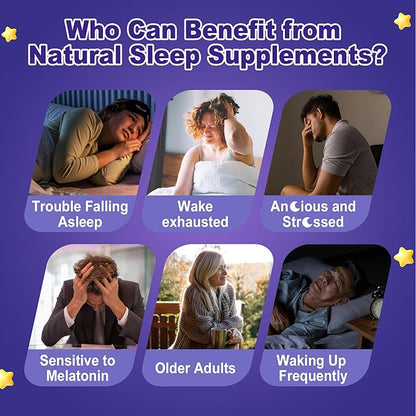Melatonin Free Sleep Gummies(Made in USA) with Magnesium Glycinate, GABA, 5-HTP, L-Theanine, Valerian, Chamomile, Lemon Balm, Vitamin D3 & B6 - Hormone & Drug- Free, Non-Habit Forming,2 Pack