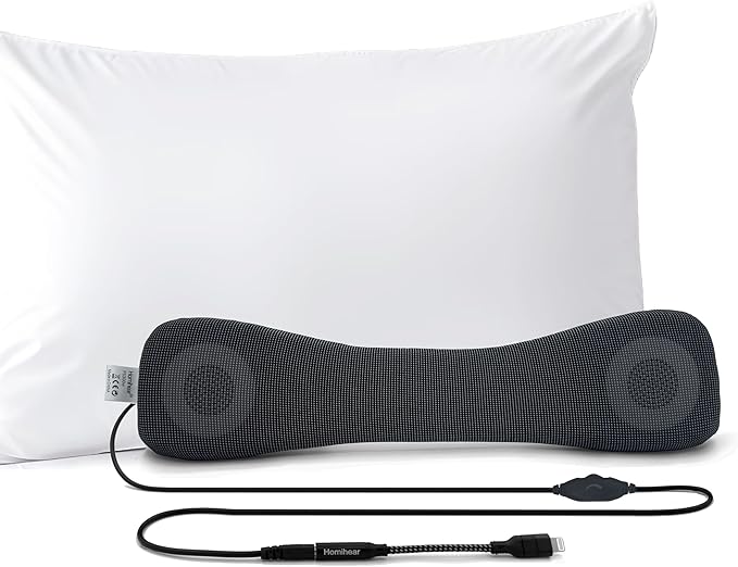 Somnus - Wired Pillow Speaker for Sleeping, Lightning & Aux Support, Sleep Headphones, Volume Control, Audio Books and Podcasts, Slumber Music Pillow, for iPhone 14-6 Series.