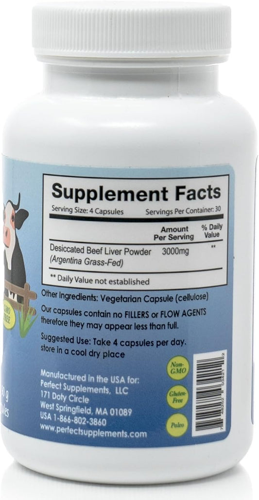 Perfect Supplements â Perfect Desiccated Liver â 120 Capsules â Undefatted Beef Liver â Natural Source of Protein, Iron, Vitamins A & B â 3 Pack