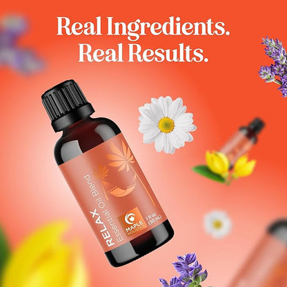 Relaxing Essential Oil Blend for Diffuser - Aromatherapy Blend of Essential Oils for Diffusers for Home and Travel Stress Support with Lavender Geranium Roman Chamomile and Ylang Ylang Diffuser Oils