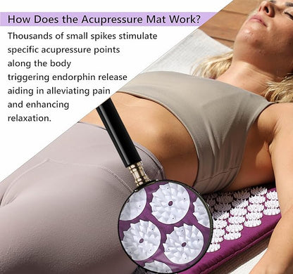 Acupressure Mat & Pillow Set - Acupressure Therapy for Back and Neck Pain Relief, Sciatica, and Pressure Point Aches Ideal Acupuncture Mat for Sleeping Aid & Recovery