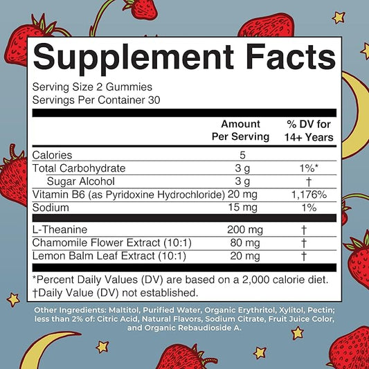 Sleep Gummies by MaryRuth's | Sugar Free | NO Melatonin | L Theanine | Lemon Balm Leaf | Chamomile | Vitamin B6 | Relaxation & Sleep Support | Stress Relief | Vegan | Gluten Free | 60 Count