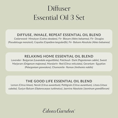 Edens Garden Essential Oils Diffuser 3 Set – 100% Pure Therapeutic Grade Aromatherapy Blends - for Natural Relaxation, Energy & Sleep – No Fragrance Oil & Undiluted for Home & Office, 10 ml/ 3 Pack