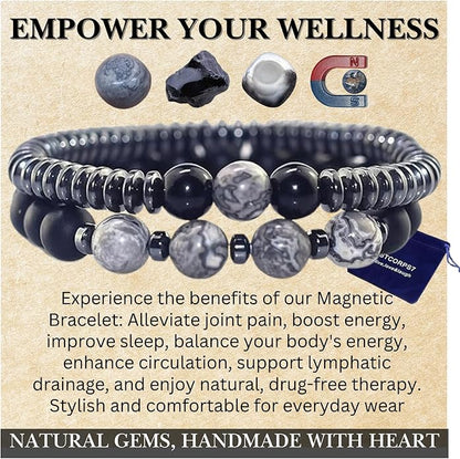 Gifts for Women, Gifts for Women, Magnetic Bracelet Arthritis Energy Healthy Jewelry Therapy for Sleep, Hematite Bracelet, Crystal Jewelry Bring Luck, Prosperity and Happiness