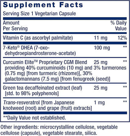 Life Extension 7-Keto DHEA Metabolite â Crank Up Your Fat-Burning Furnace â Non-GMO â Gluten-Free â 100 Mg â 60 Vegetarian Capsules