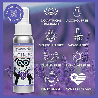 Poppymint Pals Lavender Sleepytime Spray Mist – (2.7oz, Pack of 1) Sweet Dreams for Little Ones - Lavender Essential Oil for Pillow and Bedroom to Enhance Sleeping - For Kids and Toddlers