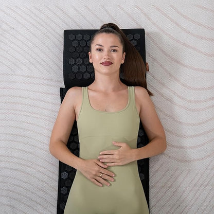 Acupressure Mat & Pillow – Natural Back & Neck Pain Relief, Stress Relief, and Better Sleep Kit (Includes Pillow & Carry Bag, Deep Black).