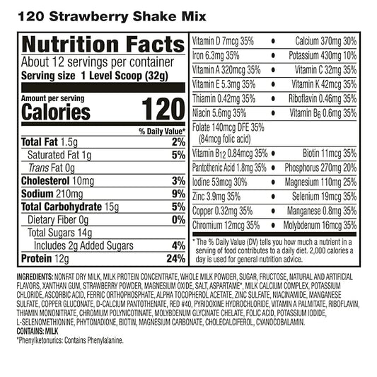 HMR 120 Shake Meal Replacement Powder | Strawberry Shake Mix to Support Healthy Weight Loss | 12g of Protein | Nutritional Drink | Low Calorie Food | 12 Servings