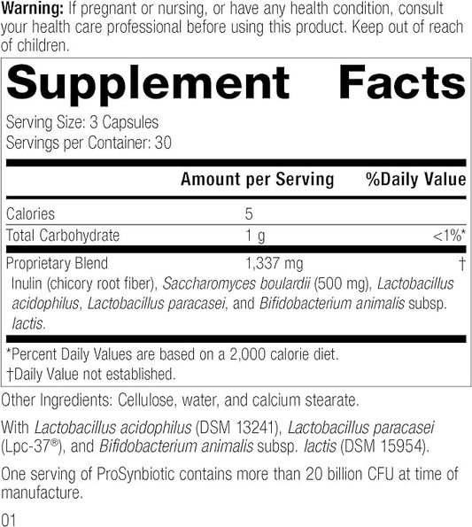 Standard Process ProSynbiotic - Whole Food Bowel, Immune Support, Digestion and Digestive Health with Bifidobacterium, Chicory Root, Lactobacillus Acidophilus, and Inulin - Vegetarian - 90 Capsules