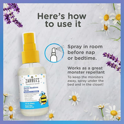 Zarbee's Gentle Bedtime Kids Sleep Spray, Chamomile & Lavender Room Spray Helps Create a Calming Atmosphere to Prepare for Sleep, 2oz