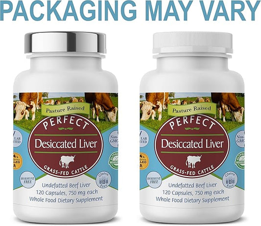 Perfect Supplements â Desiccated Beef Liver Capsules Grass Fed Supplement -Natural Source of Protein, Iron, Vitamins A & B- Boosts Energy and Immunity - No Chemicals No Dairy and Hormone Free