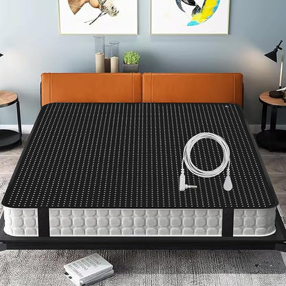 Grounding Mat, Grounding Mat for Bed with Grounding Cord, Soft PU Leather Grounding Sleep Mat, Grounding Mat for Better Sleep, Pain and Stress Relief (54x78inch)