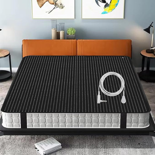 Grounding Mat, Grounding Mat for Bed with Grounding Cord, Soft PU Leather Grounding Sleep Mat, Grounding Mat for Better Sleep, Pain and Stress Relief (54x78inch)