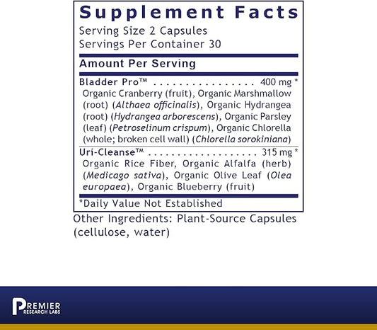 Premier Research Labs UriVen - Bladder Health Support for Women & Men, Cranberry Extract & Marshmallow Root, Urinary Relief, Bladder Relief, Bladder Control Supplement - 60 Vegetarian Capsules