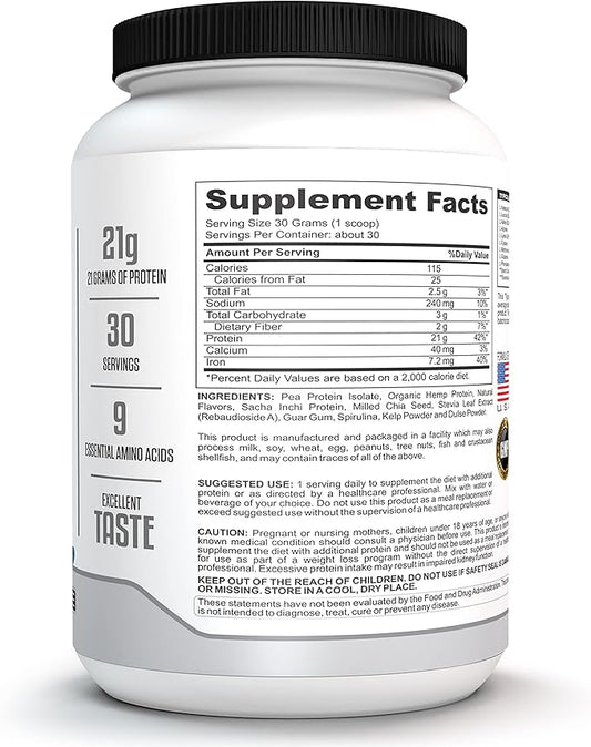 Runner Protein (Vanilla) – Plant-Based Protein Powder for Drinks & Shakes – 21g Protein with 9 Essential Amino Acids - Post-Running Workout – GMP Certified Running Supplement - 30 Servings