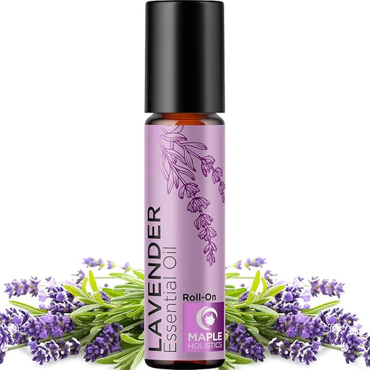 Lavender Essential Oil Roll On - Calming Aromatherapy Oil Roller for Sleep Headaches and Relaxation - Natural Pre-Diluted Sleep Oil for Nighttime Relaxation with Lavender Essential Oil for Skin