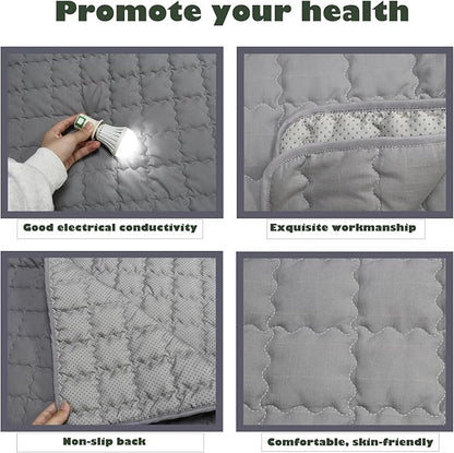 Grounding Mat 23.6x34.2 Inch, Ground Blanket with Silver Fiber & Cotton for Stress Relief & Sleep Improvement, Couch/Bed Use