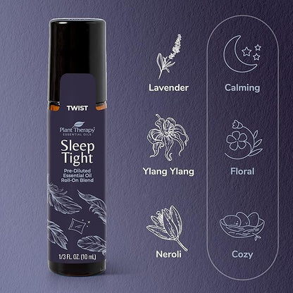 Plant Therapy Sleep Easy Essential Oil Roll On Blend Set 10 mL (1/3 oz) Each of Relax, Sleep Tight & Unwind, Pure, Pre-Diluted, Essential Oil Blends