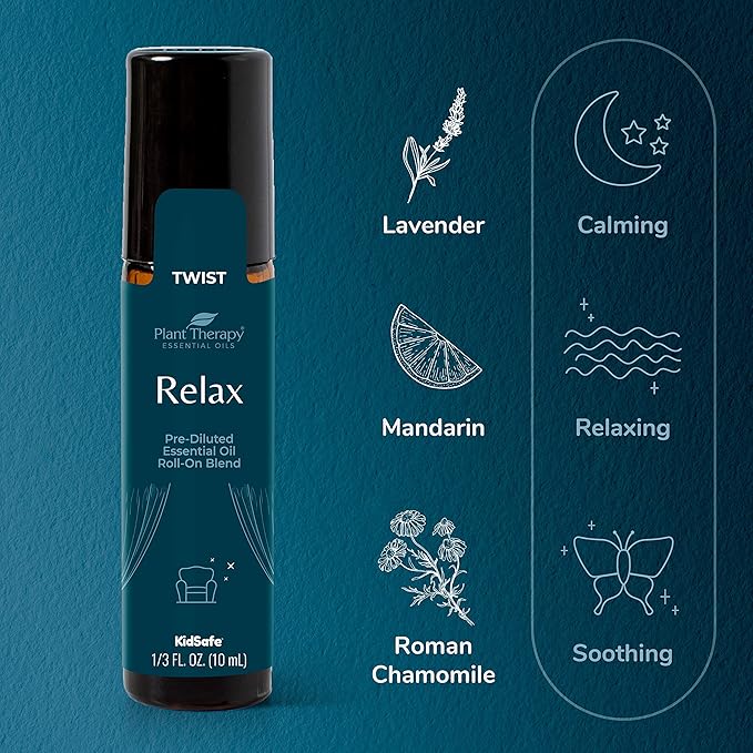 Plant Therapy Sleep Easy Essential Oil Roll On Blend Set 10 mL (1/3 oz) Each of Relax, Sleep Tight & Unwind, Pure, Pre-Diluted, Essential Oil Blends