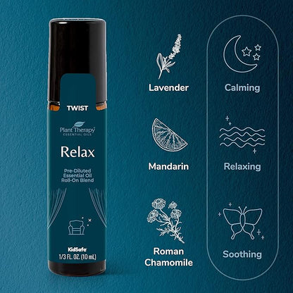 Plant Therapy Sleep Easy Essential Oil Roll On Blend Set 10 mL (1/3 oz) Each of Relax, Sleep Tight & Unwind, Pure, Pre-Diluted, Essential Oil Blends