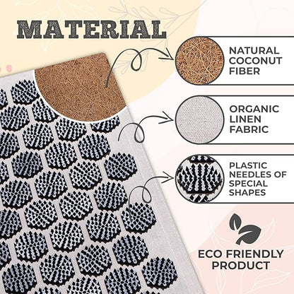 Acupressure Mat & Pillow – Natural Back & Neck Pain Relief, Stress Relief, and Better Sleep Kit (Includes Pillow & Carry Bag, Soft Cream).