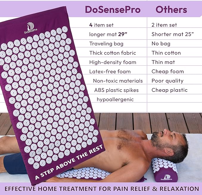 Acupressure Mat & Pillow Set - Acupressure Therapy for Back and Neck Pain Relief, Sciatica, and Pressure Point Aches Ideal Acupuncture Mat for Sleeping Aid & Recovery